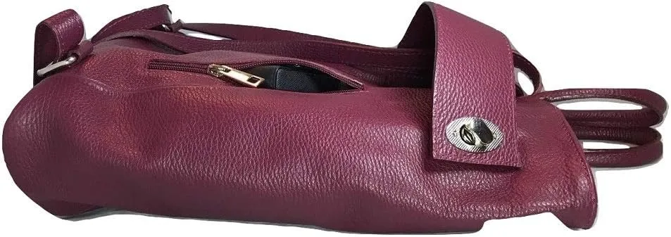 Stella Convertible Leather Backpack Purse  Casual Travel Tote Bag Burgundy Wine