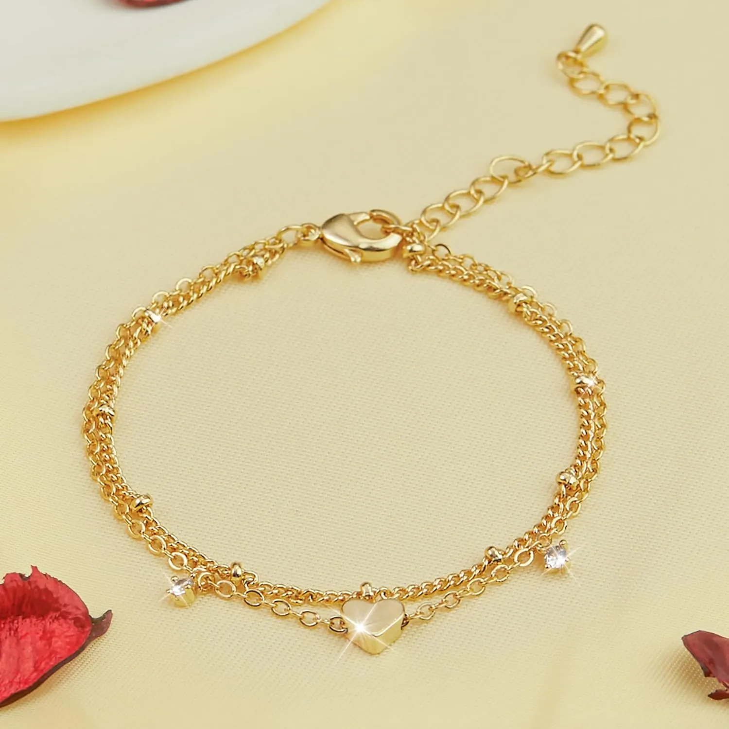 Sterling Silver Anklet Bracelets for Women Waterproof, 925 Sliver Plated CZ & Heart Charm Dainty Layer Anklets for Women Trendy, Simple Chain Anklets Set Gifts for Women, Jewelry Gifts for Her Women Mom Wife Girlfriend