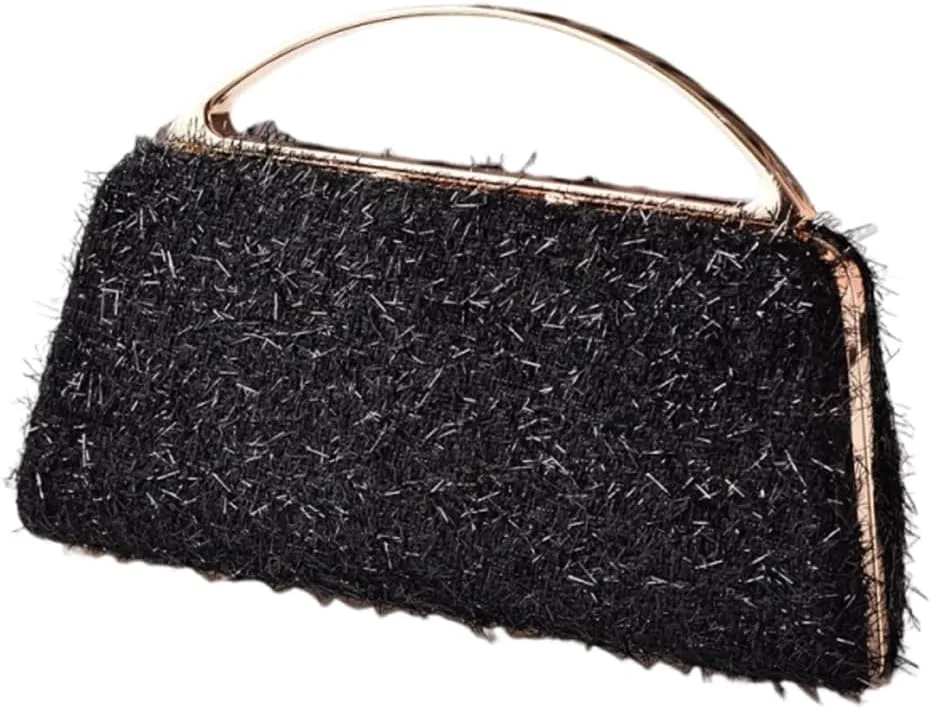 Stylish Evening Shoulder Bag with Removable Chain Sophisticated Metallic Tassels Small Clutches Purse for Parties Event