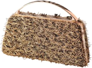 Stylish Evening Shoulder Bag with Removable Chain Sophisticated Metallic Tassels Small Clutches Purse for Parties Event