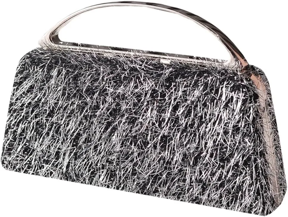 Stylish Evening Shoulder Bag with Removable Chain Sophisticated Metallic Tassels Small Clutches Purse for Parties Event