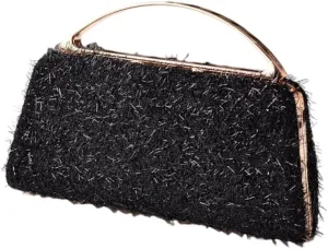 Stylish Evening Shoulder Bag with Removable Chain Sophisticated Metallic Tassels Small Clutches Purse for Parties Event