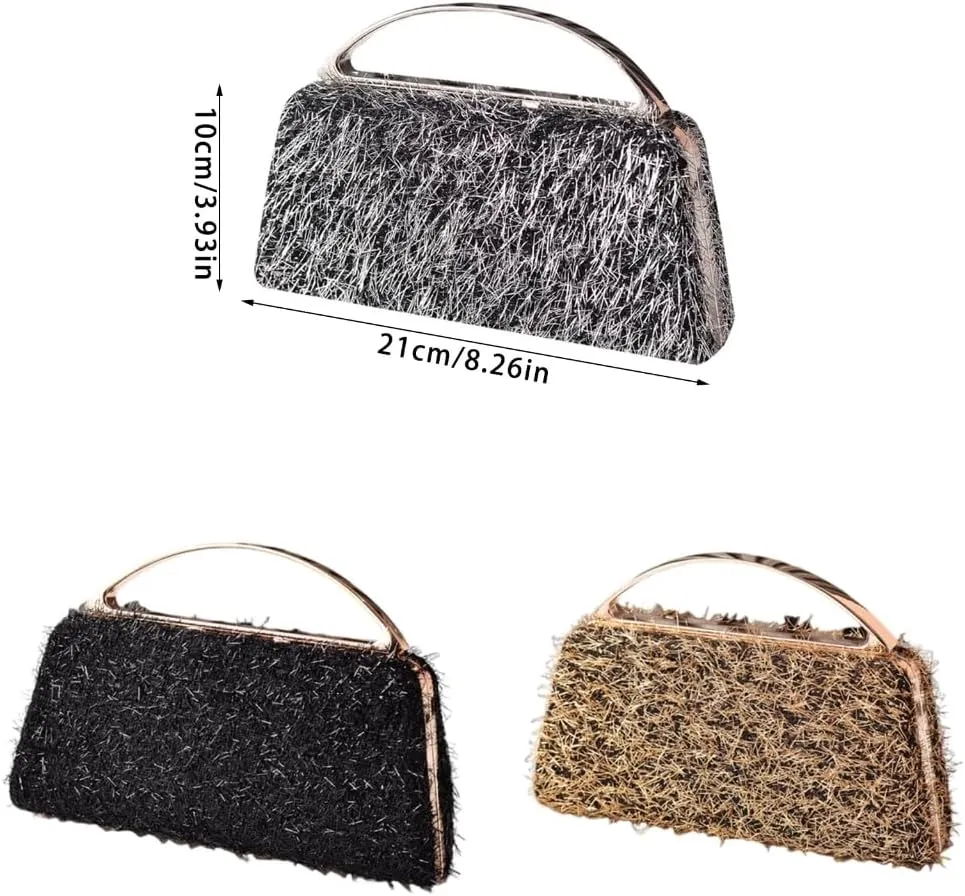 Stylish Evening Shoulder Bag with Removable Chain Sophisticated Metallic Tassels Small Clutches Purse for Parties Event