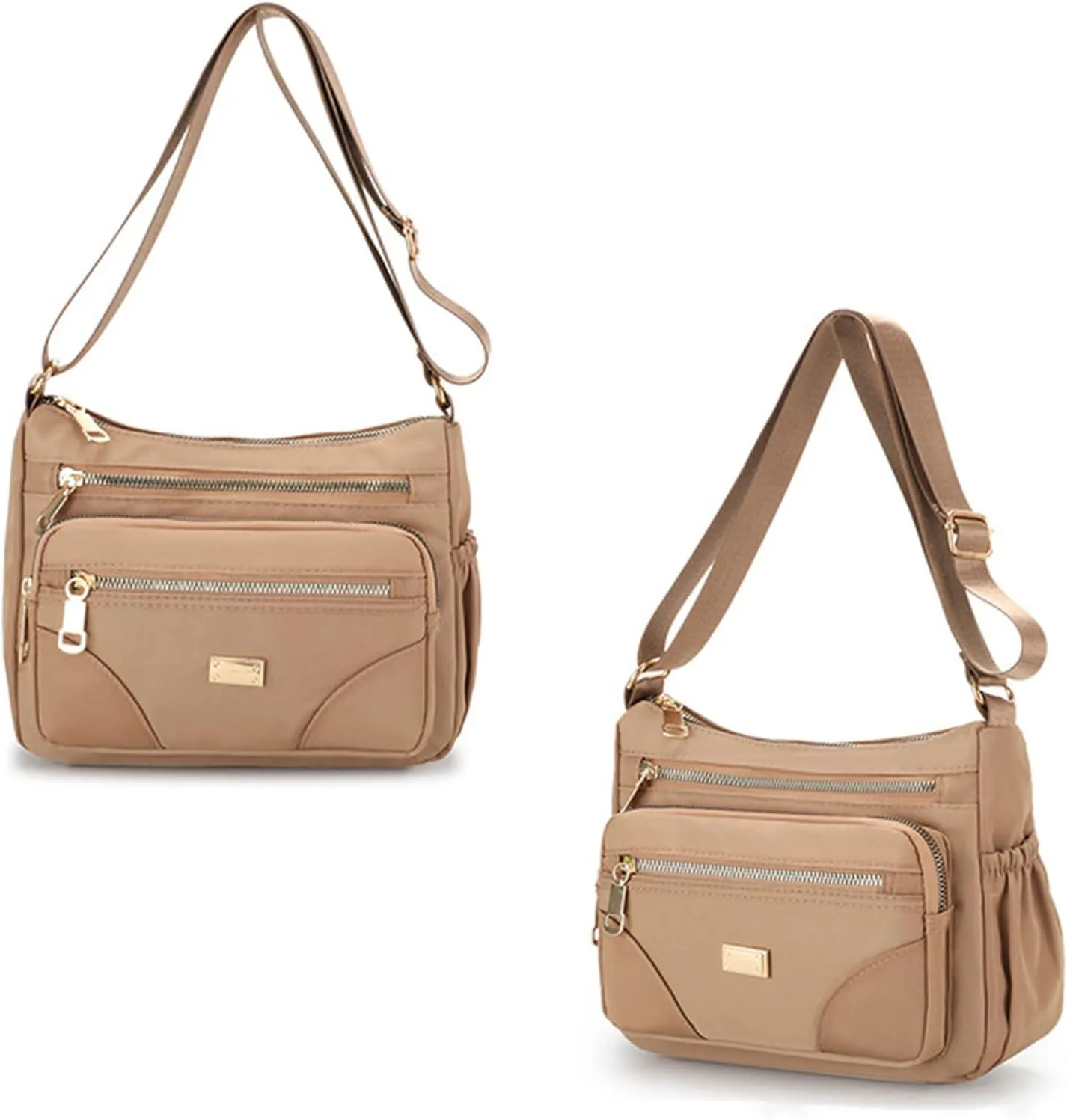 Summer Purses for Women 2025 Crossbody Fashion Cotton Canvas Handbags Tote Purses Nylon Quilted Shoulder Purse(Khaki)