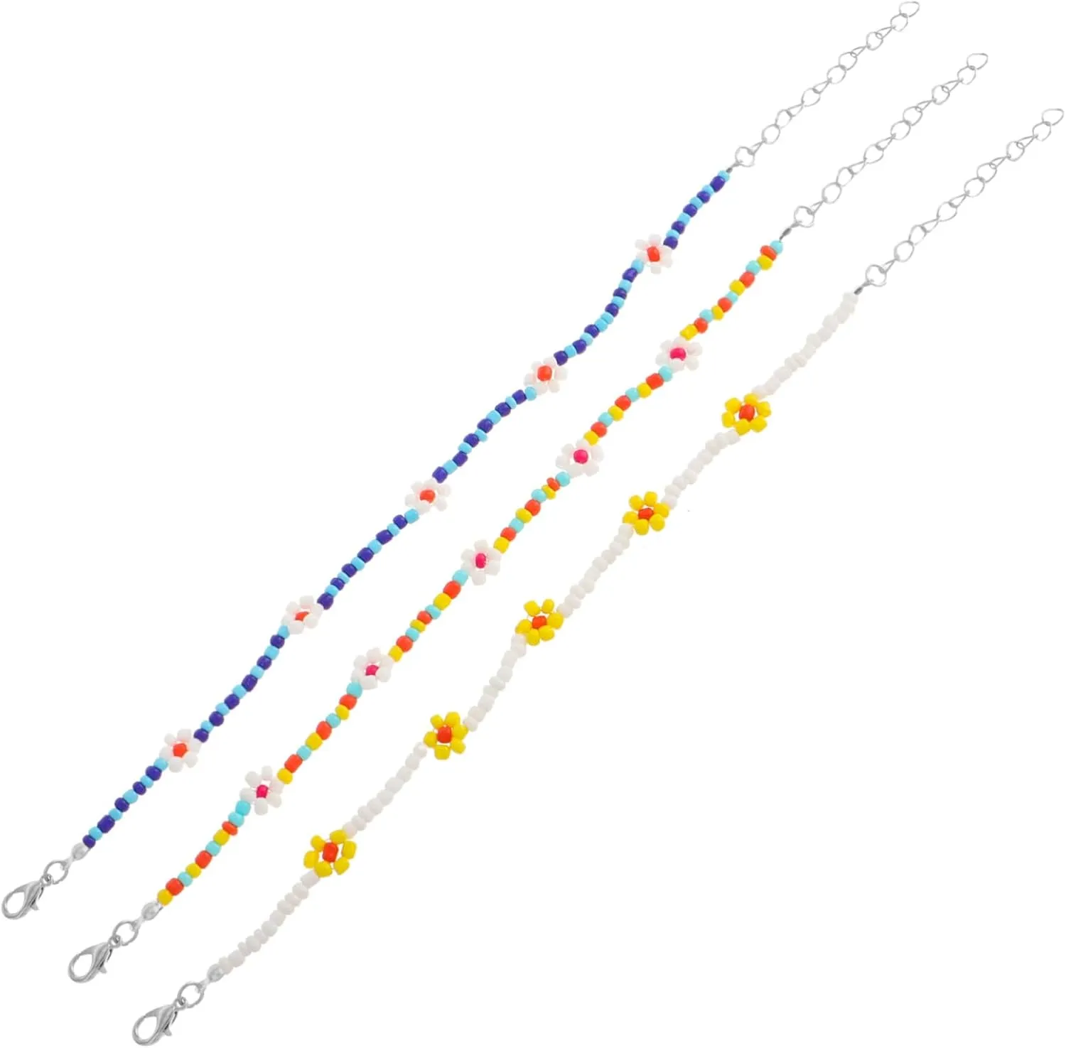 Summer Vacation Essential Boho Flower Anklet Set Durable Elastic Anklets Daisy Occasions
