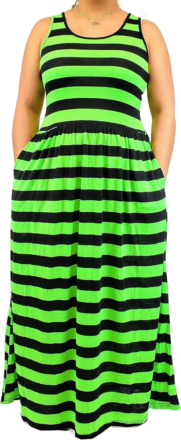 SUMONA Sleeveless Ankle Length Midi Maxi Dress with Pocket for Women