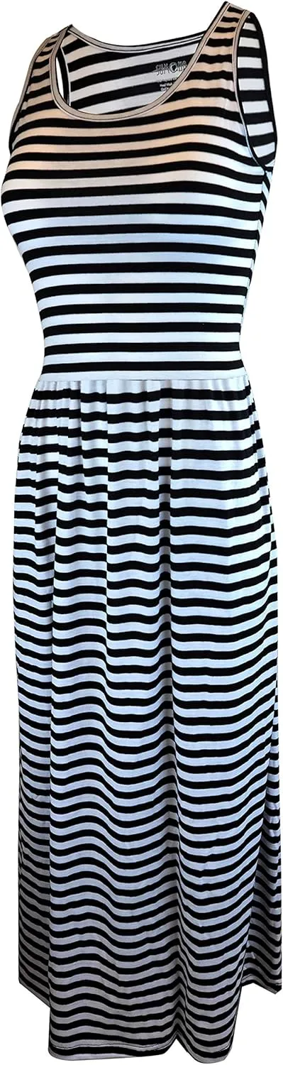 SUMONA Sleeveless Ankle Length Midi Maxi Dress with Pocket for Women
