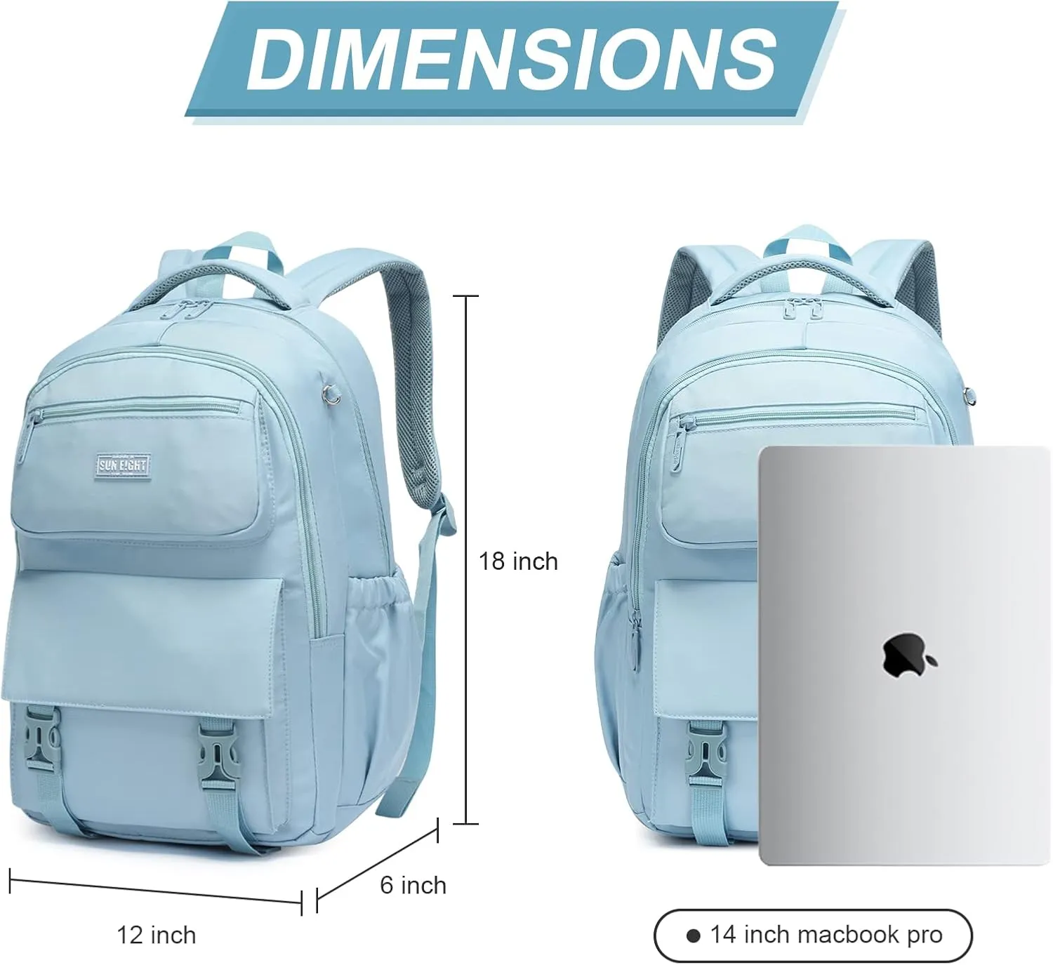 SUN EIGHT 35L Waterproof School Backpack for College, Kids Backpack Lightweight Large Capacity Travel Bag with Multi Pockets(Blue)