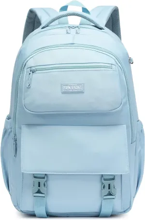 SUN EIGHT 35L Waterproof School Backpack for College, Kids Backpack Lightweight Large Capacity Travel Bag with Multi Pockets(Blue)