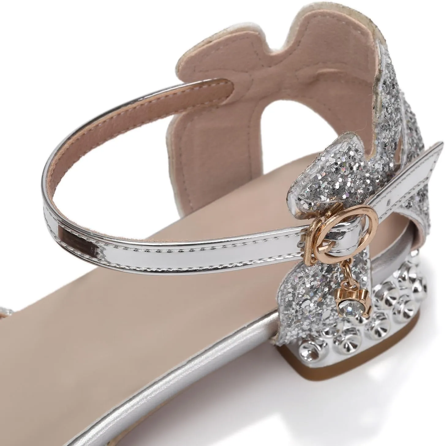 SWDZM Girls Sequins Ballroom Dance Shoes Pumps Glitter Princess Party Dress Shoes with Mesh Bow