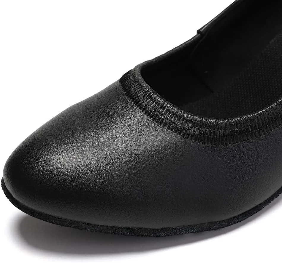 SWDZM Latin Ballroom Dance Shoes Women Closed Toe Character Tango Practice Dancing Shoes