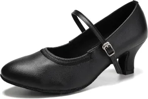 SWDZM Latin Ballroom Dance Shoes Women Closed Toe Character Tango Practice Dancing Shoes