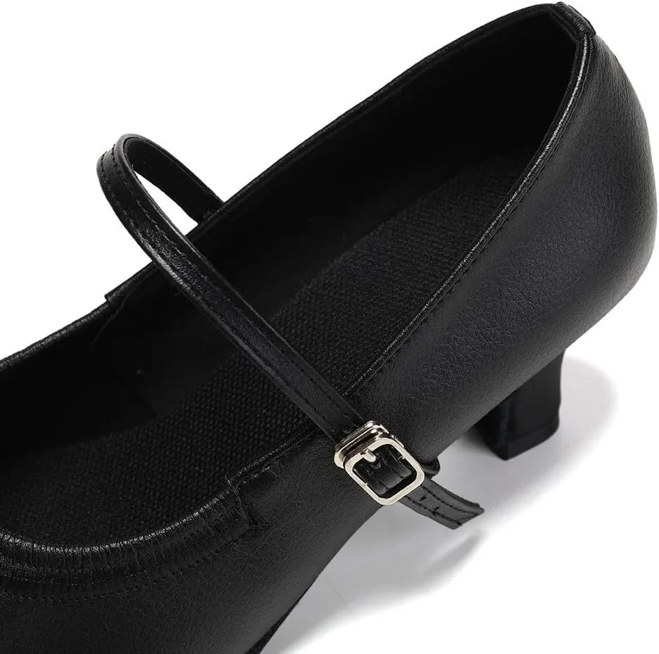 SWDZM Latin Ballroom Dance Shoes Women Closed Toe Character Tango Practice Dancing Shoes