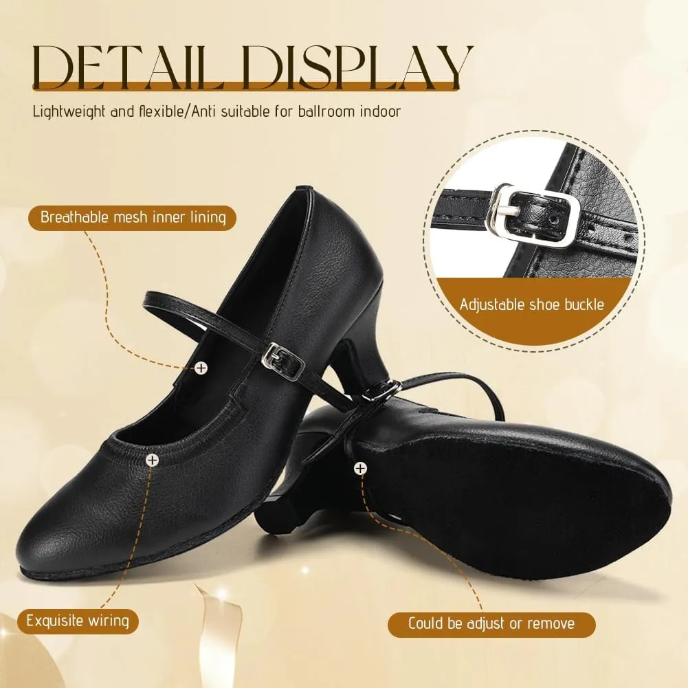 SWDZM Latin Ballroom Dance Shoes Women Closed Toe Character Tango Practice Dancing Shoes