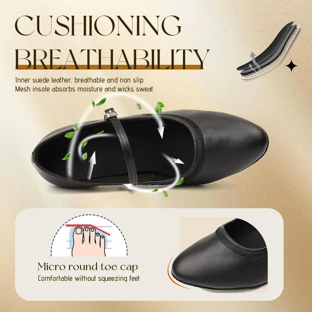 SWDZM Latin Ballroom Dance Shoes Women Closed Toe Character Tango Practice Dancing Shoes