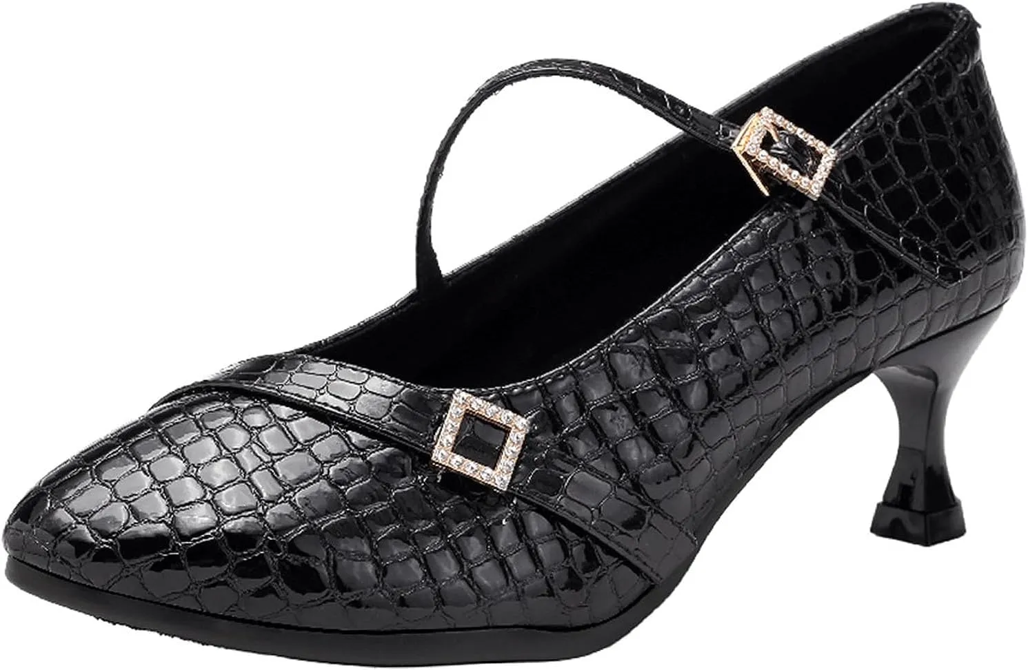 SWDZM Satin Ballroom Dance Shoes Women Latin Dance Shoes Closed Toe Tango Waltz Social Dance Shoes