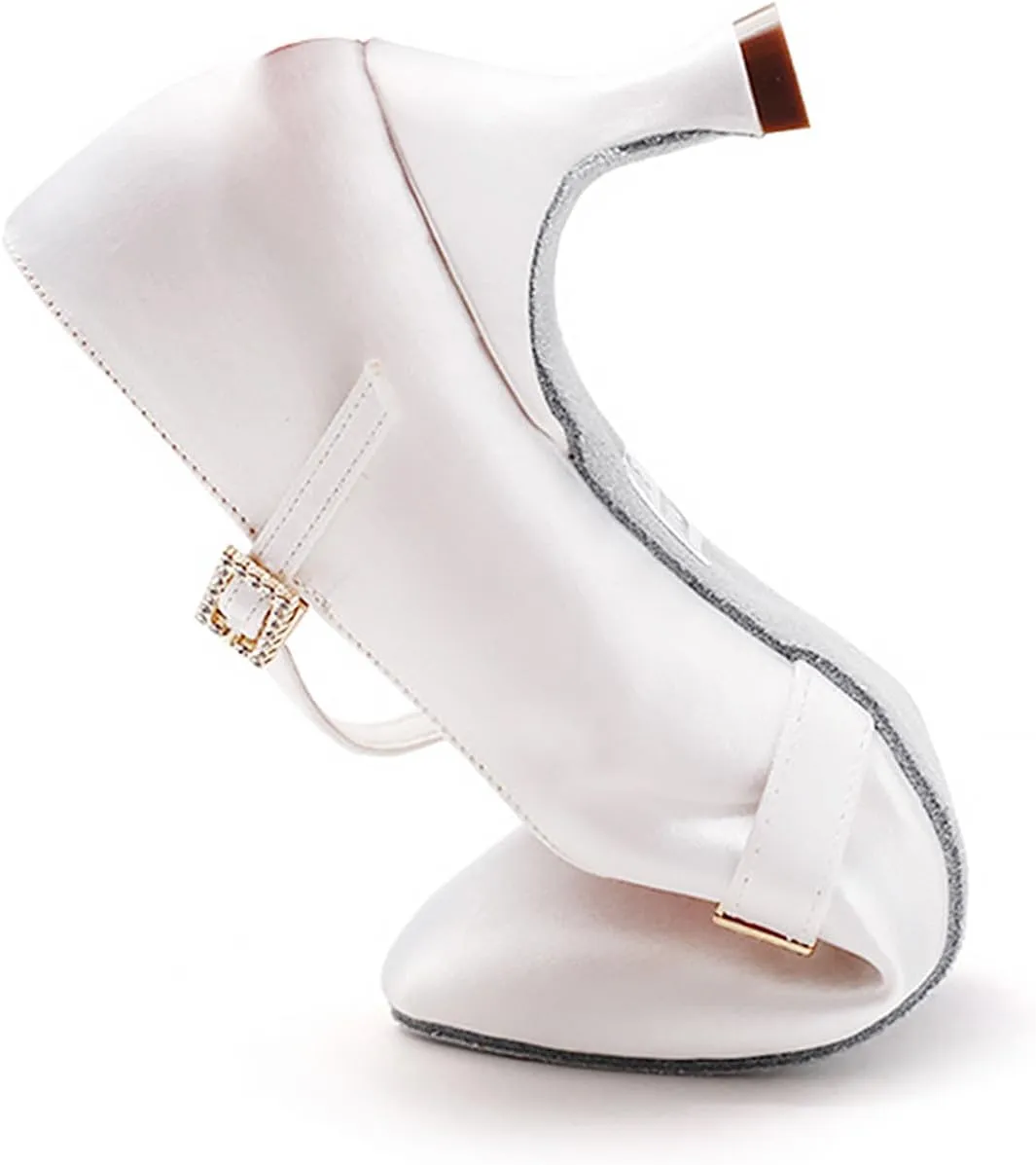 SWDZM Satin Ballroom Dance Shoes Women Latin Dance Shoes Closed Toe Tango Waltz Social Dance Shoes