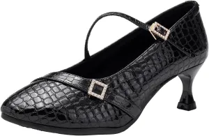 SWDZM Satin Ballroom Dance Shoes Women Latin Dance Shoes Closed Toe Tango Waltz Social Dance Shoes
