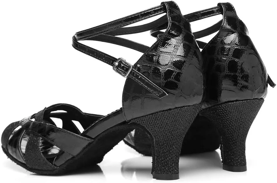SWDZM Women's Latin Dance Shoes,Salsa Practice Party Wedding Ballroom Rhinestones Dancing Shoes,Model-YCL157