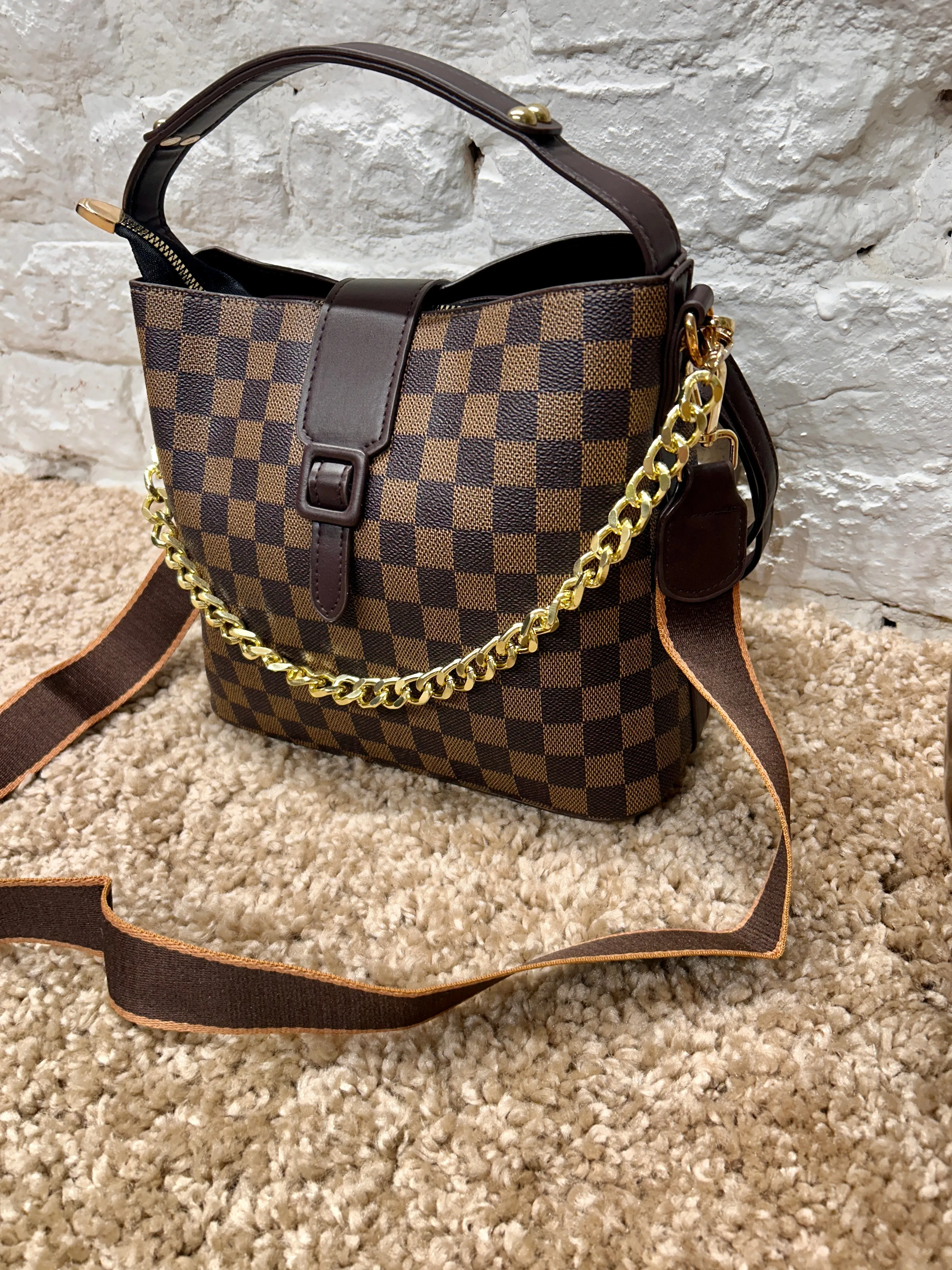 The City Luxe Bucket Bag With Purse and Three Straps