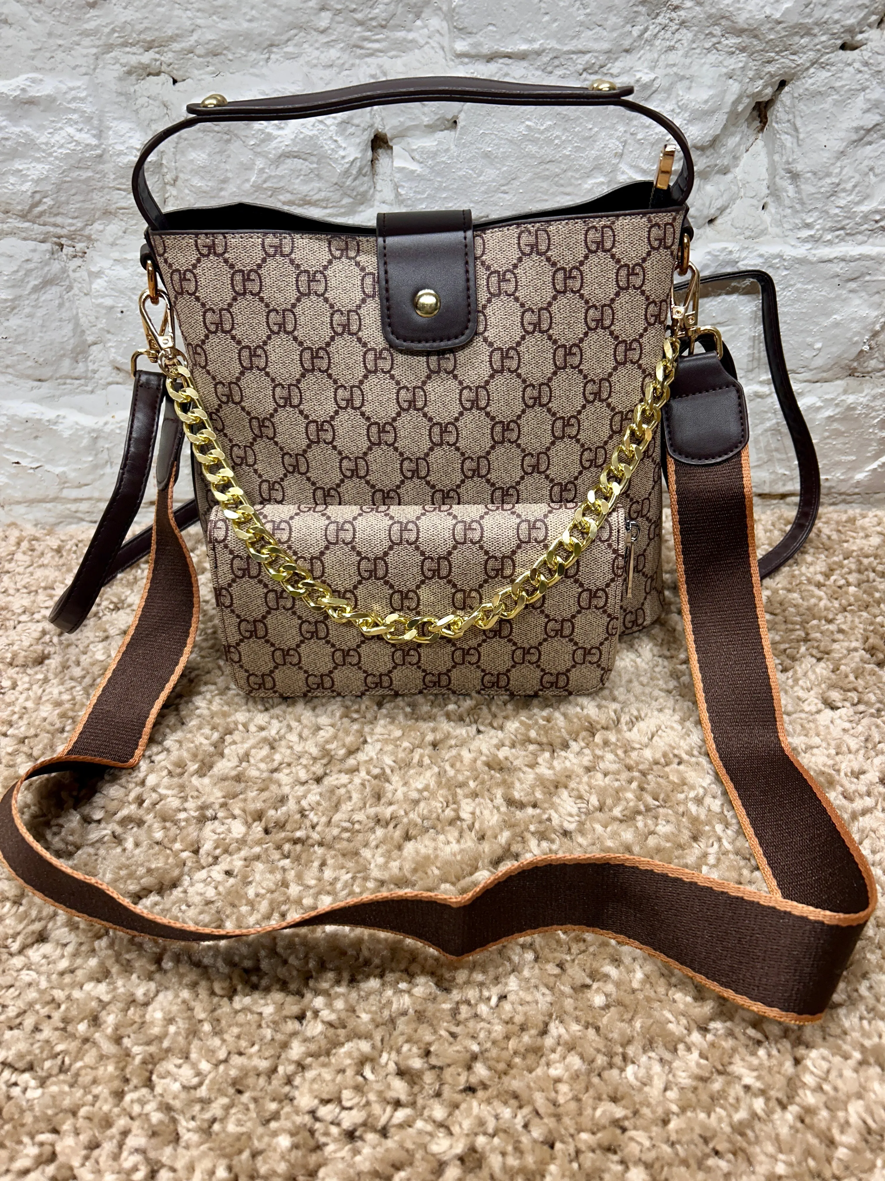 The City Luxe Bucket Bag With Purse and Three Straps