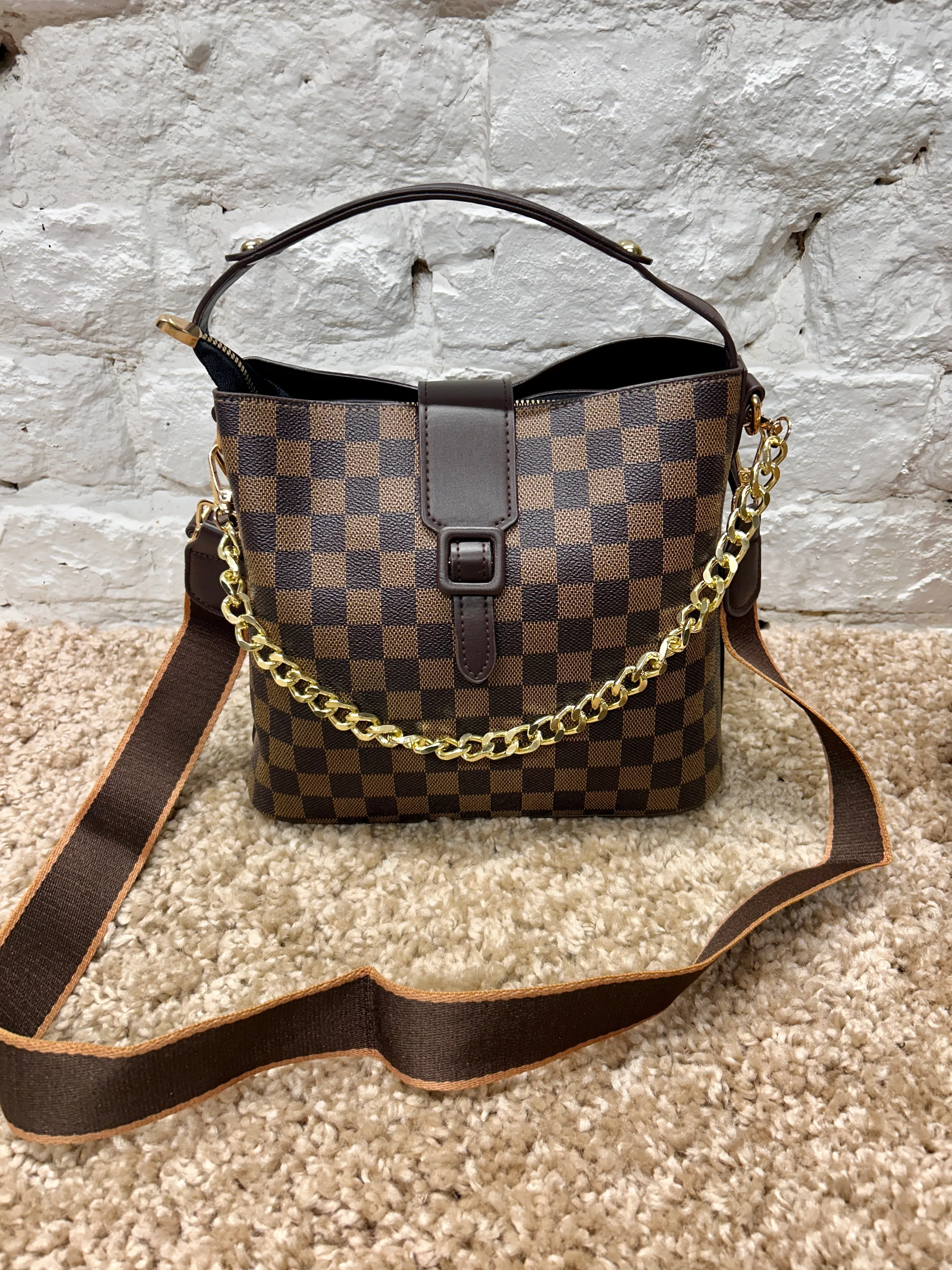 The City Luxe Bucket Bag With Purse and Three Straps
