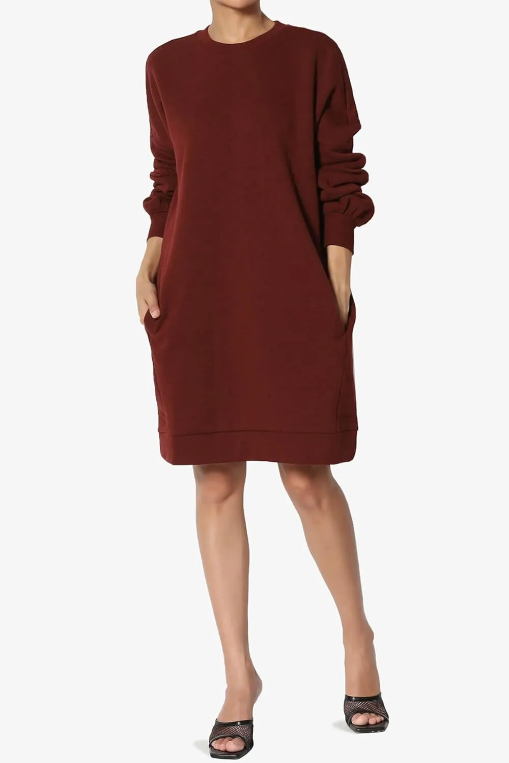 TheMogan Women's S~3X Casual Oversized Fleece Sweatshirts Loose Pullover Tunic Mini Dress