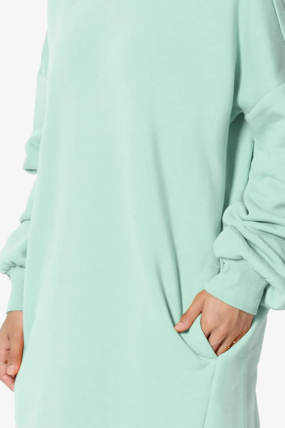 TheMogan Women's S~3X Casual Oversized Fleece Sweatshirts Loose Pullover Tunic Mini Dress
