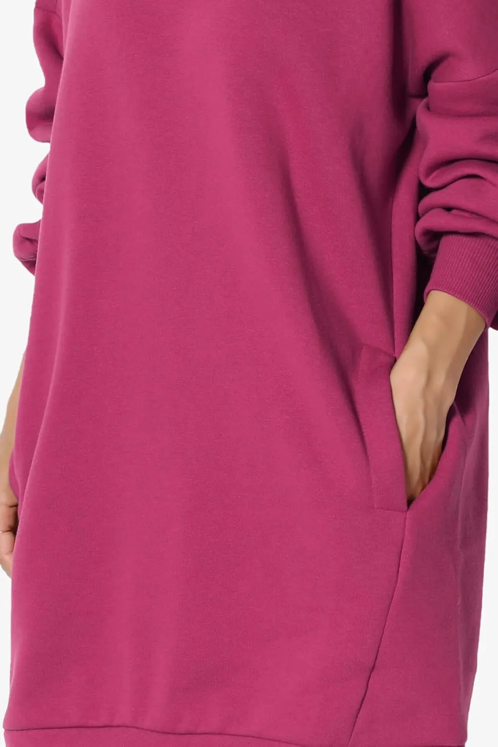 TheMogan Women's S~3X Casual Oversized Fleece Sweatshirts Loose Pullover Tunic Mini Dress