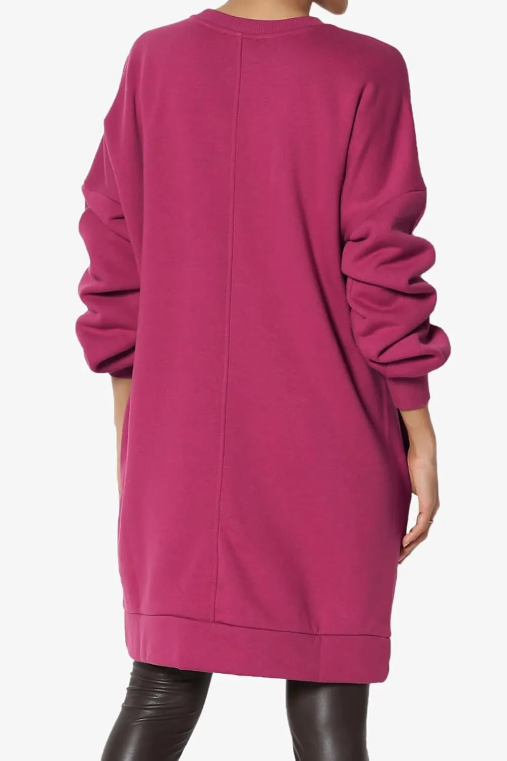 TheMogan Women's S~3X Casual Oversized Fleece Sweatshirts Loose Pullover Tunic Mini Dress