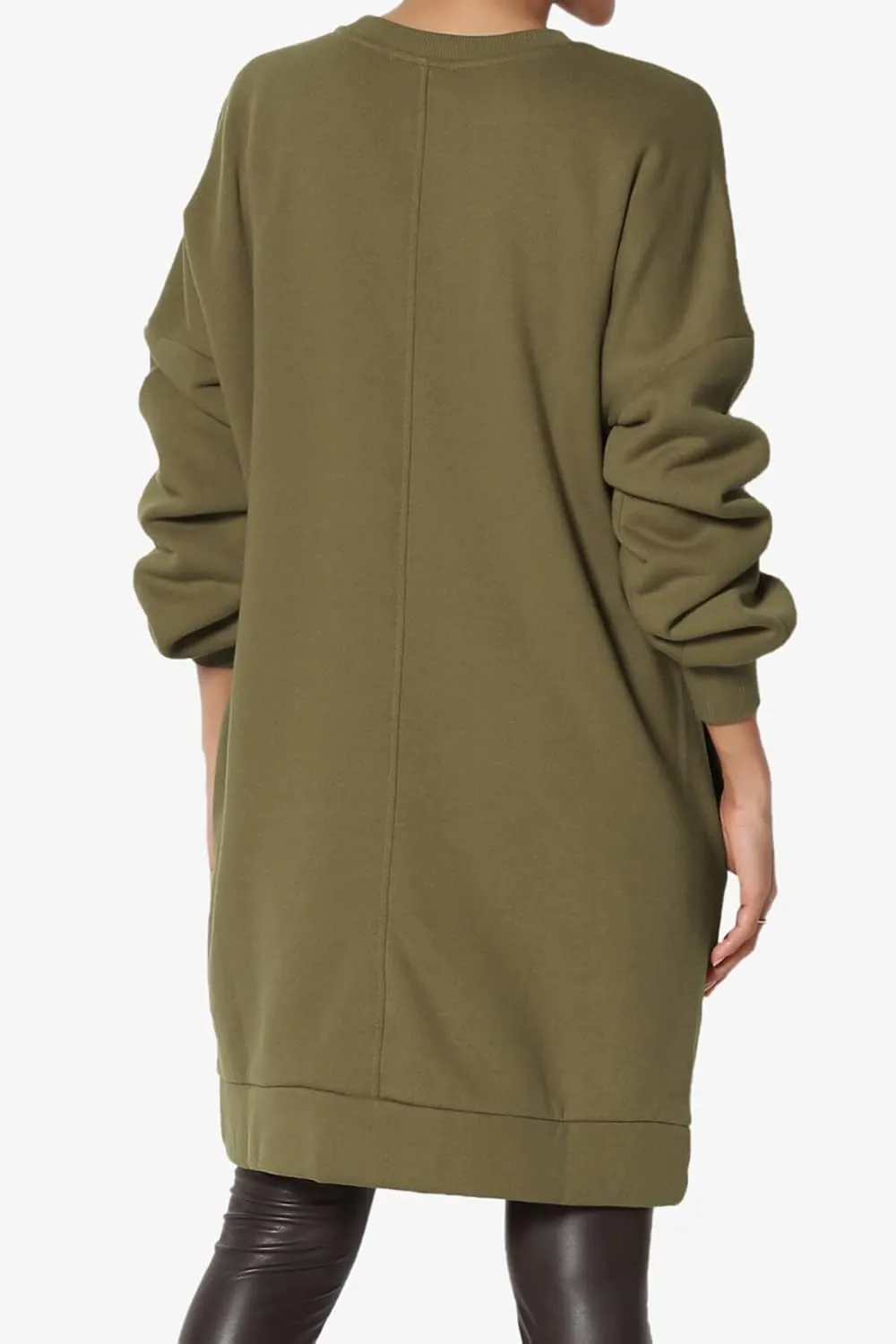TheMogan Women's S~3X Casual Oversized Fleece Sweatshirts Loose Pullover Tunic Mini Dress