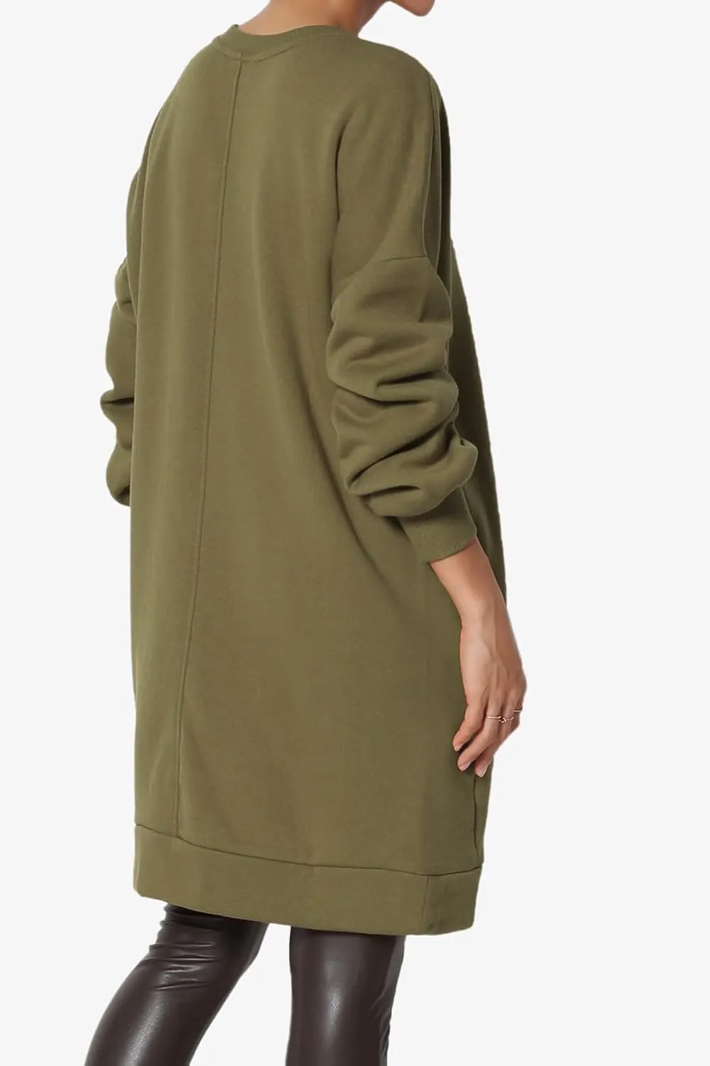 TheMogan Women's S~3X Casual Oversized Fleece Sweatshirts Loose Pullover Tunic Mini Dress