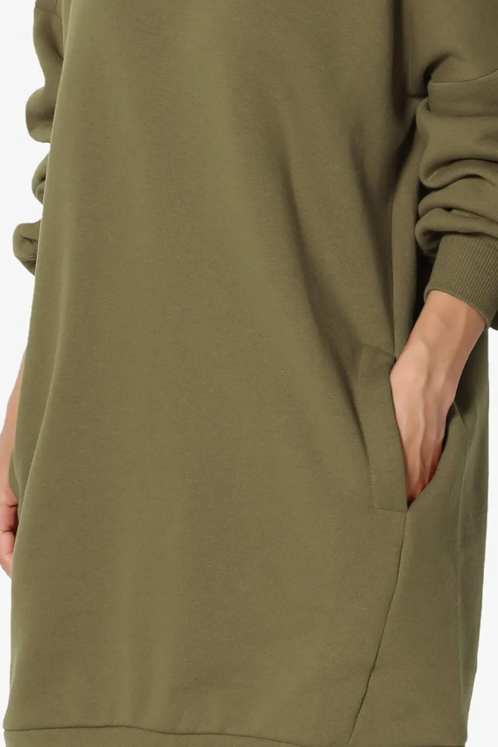 TheMogan Women's S~3X Casual Oversized Fleece Sweatshirts Loose Pullover Tunic Mini Dress