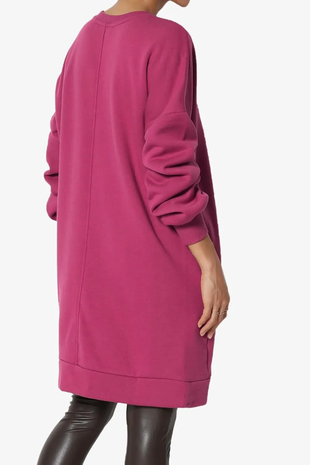 TheMogan Women's S~3X Casual Oversized Fleece Sweatshirts Loose Pullover Tunic Mini Dress
