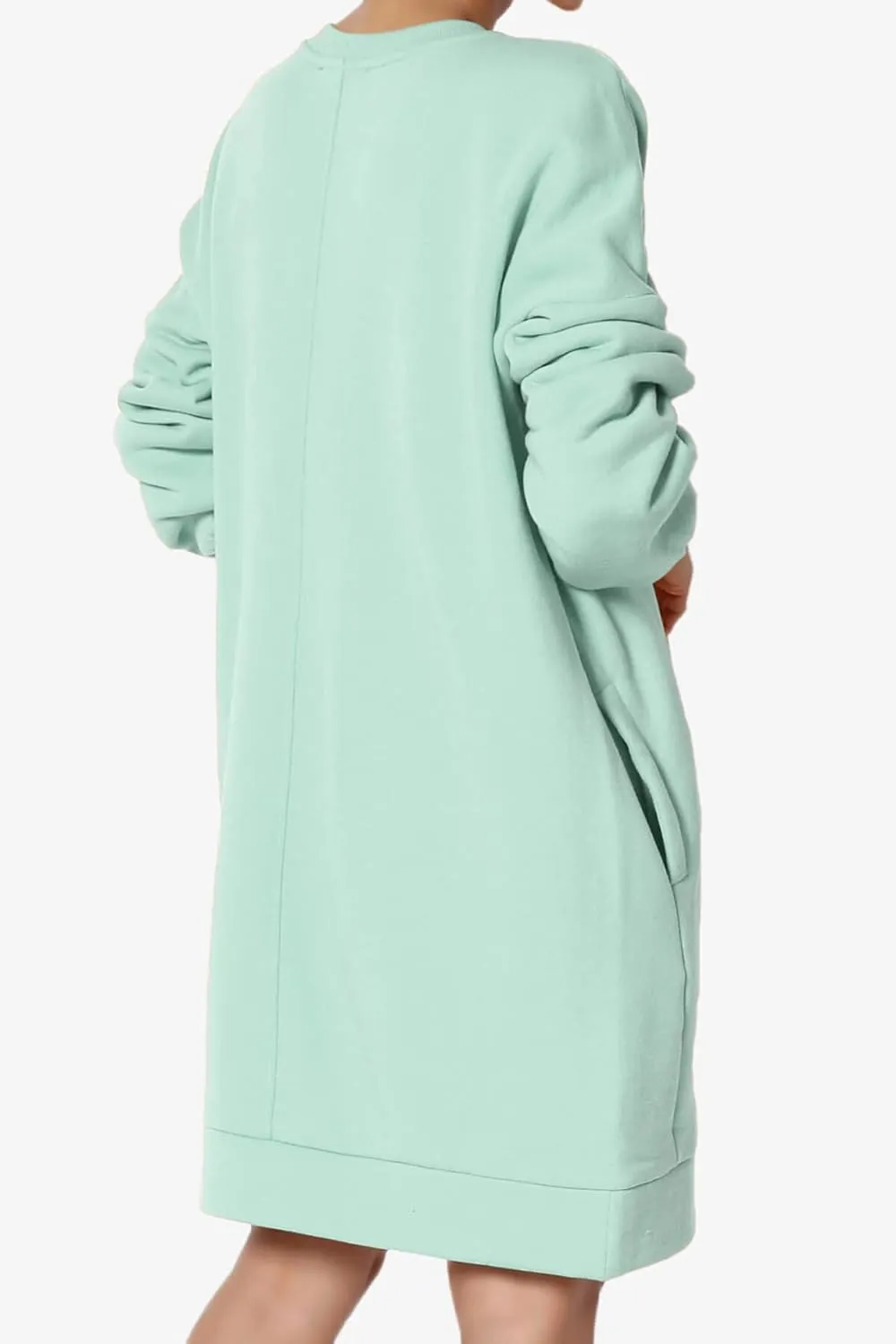 TheMogan Women's S~3X Casual Oversized Fleece Sweatshirts Loose Pullover Tunic Mini Dress