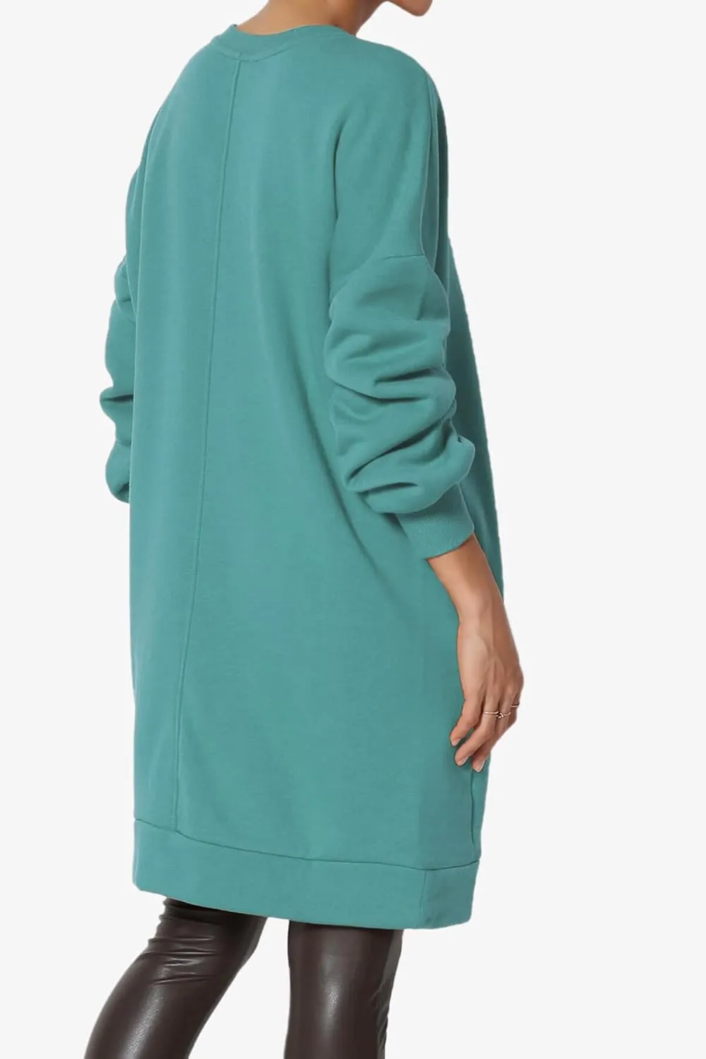 TheMogan Women's S~3X Casual Oversized Fleece Sweatshirts Loose Pullover Tunic Mini Dress