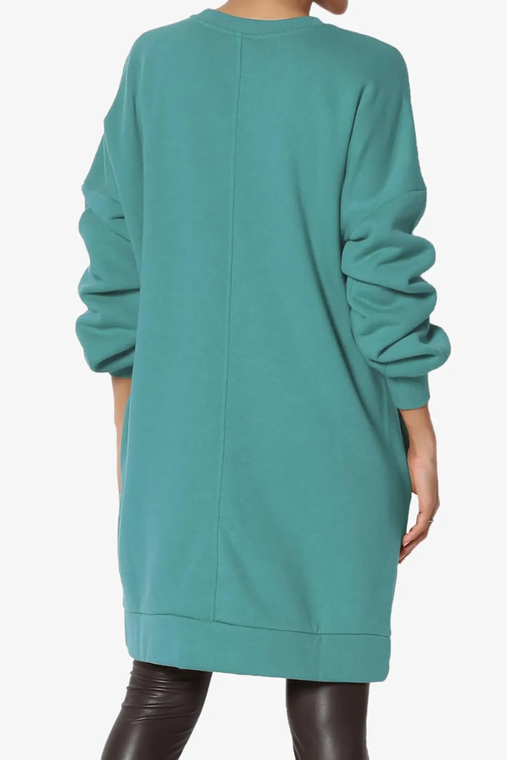 TheMogan Women's S~3X Casual Oversized Fleece Sweatshirts Loose Pullover Tunic Mini Dress