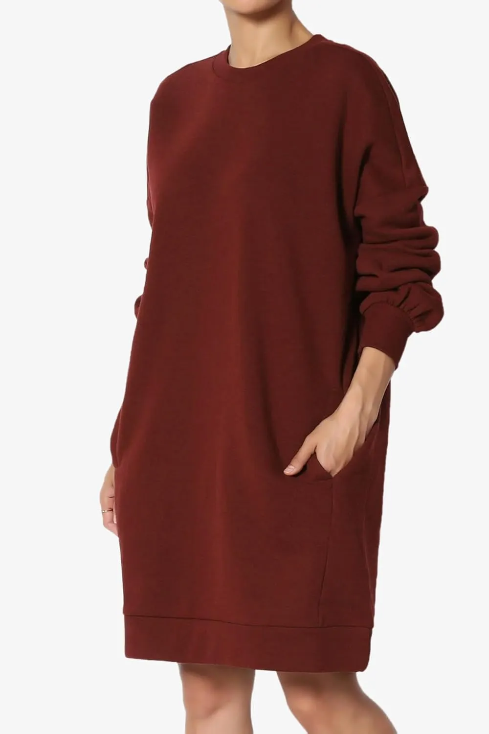 TheMogan Women's S~3X Casual Oversized Fleece Sweatshirts Loose Pullover Tunic Mini Dress