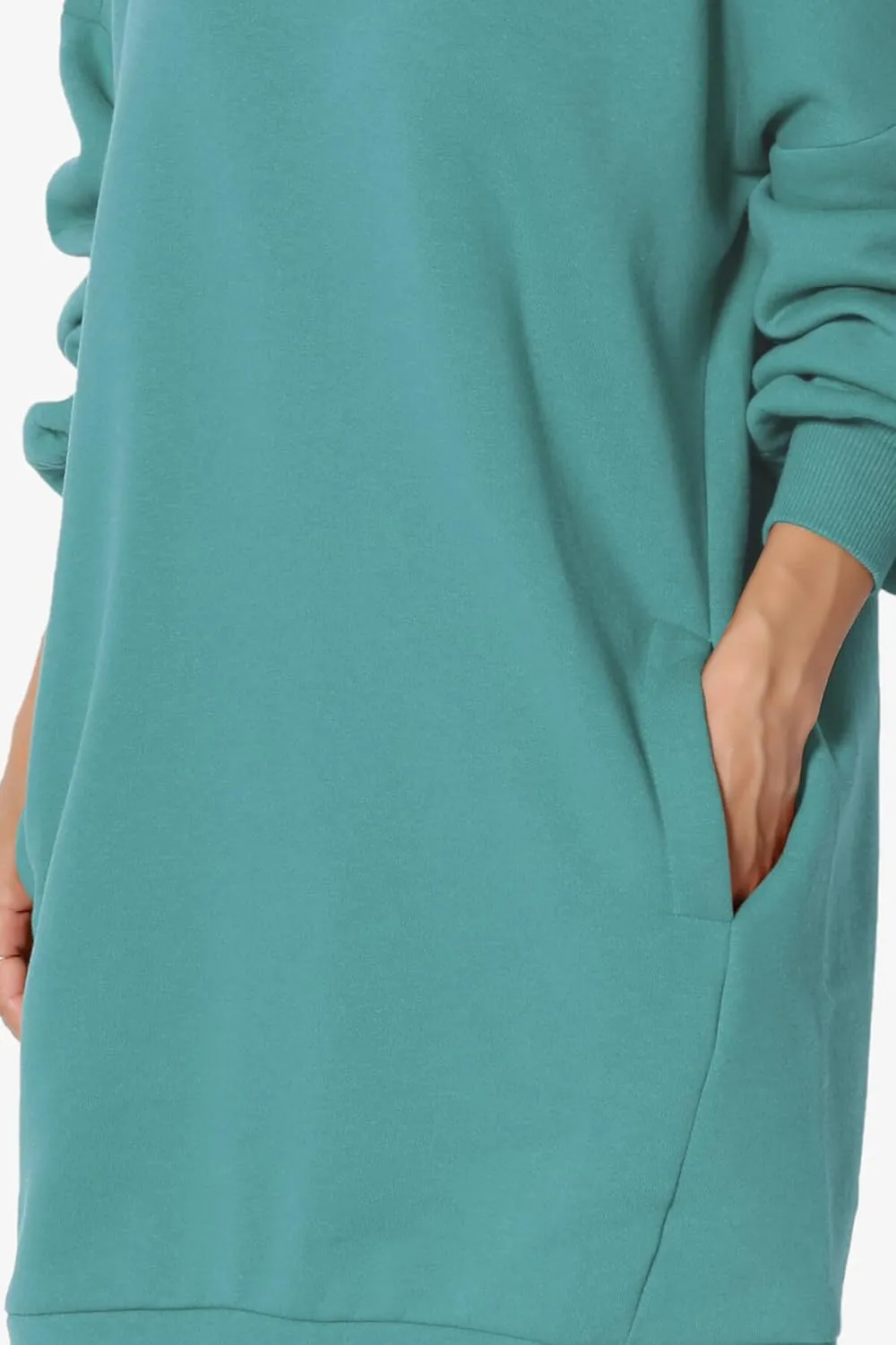 TheMogan Women's S~3X Casual Oversized Fleece Sweatshirts Loose Pullover Tunic Mini Dress