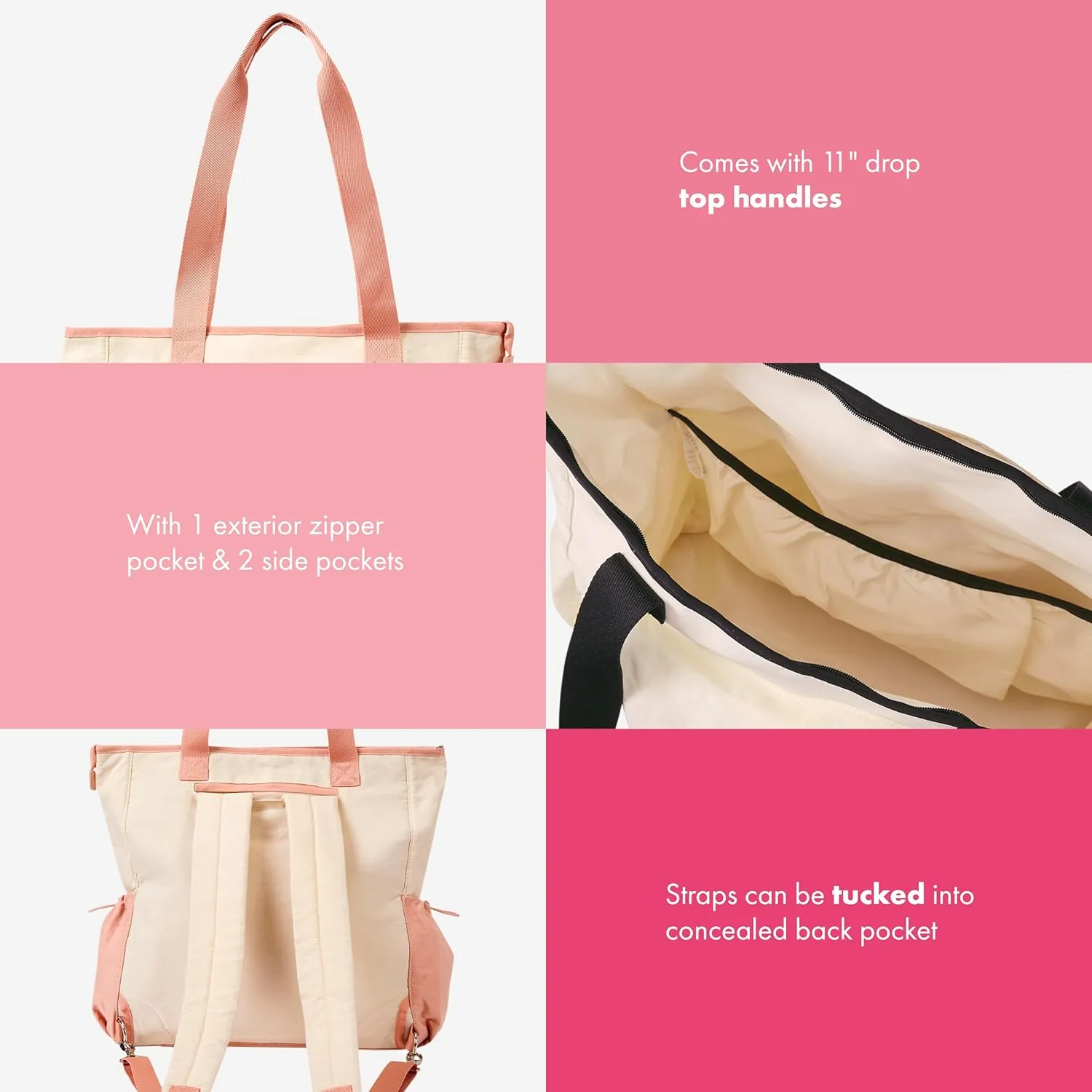 THIRTY-ONE Gifts Convertible Tote, Adjustable and Convertible Backpack Tote for Travel or Work