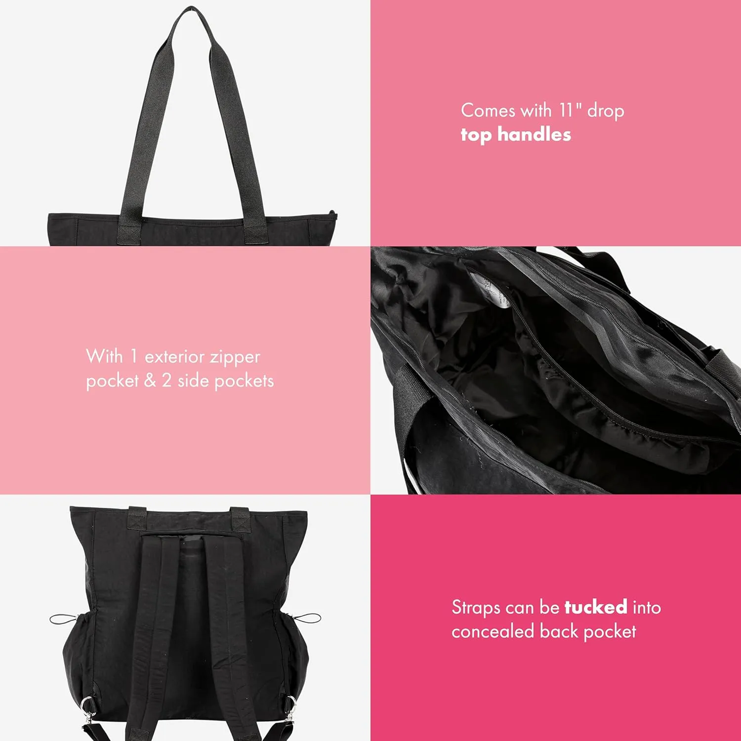 THIRTY-ONE Gifts Convertible Tote, Adjustable and Convertible Backpack Tote for Travel or Work