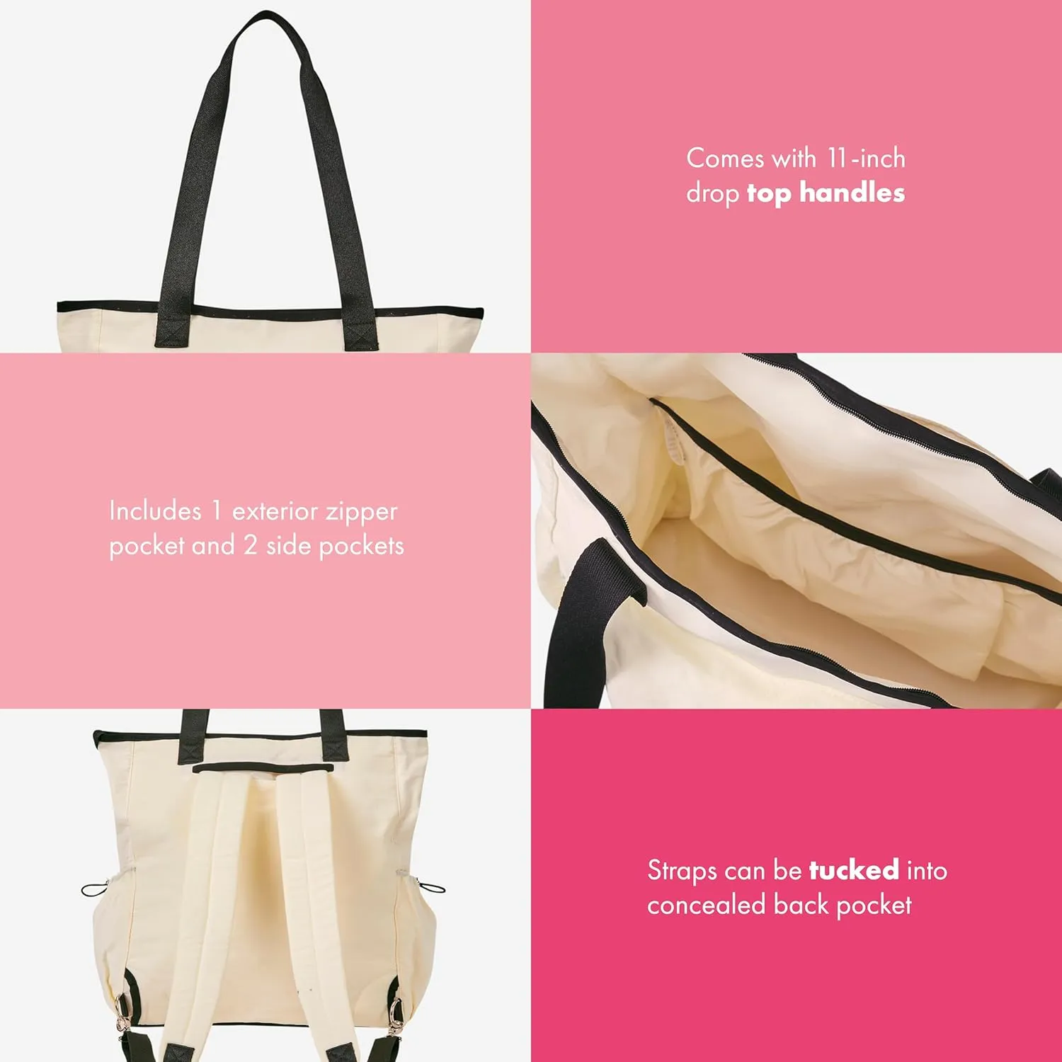 THIRTY-ONE Gifts Convertible Tote, Adjustable and Convertible Backpack Tote for Travel or Work