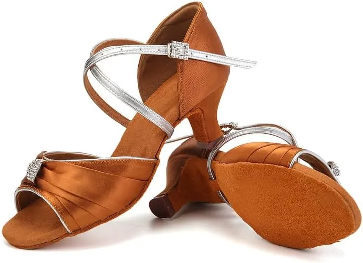 TINRYMX Women's Latin Dance Shoes Ballroom Salsa Cha-cha Professional Practice Wedding Dance Shoes,Model-EM3037