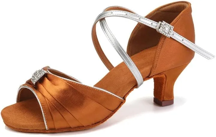 TINRYMX Women's Latin Dance Shoes Ballroom Salsa Cha-cha Professional Practice Wedding Dance Shoes,Model-EM3037