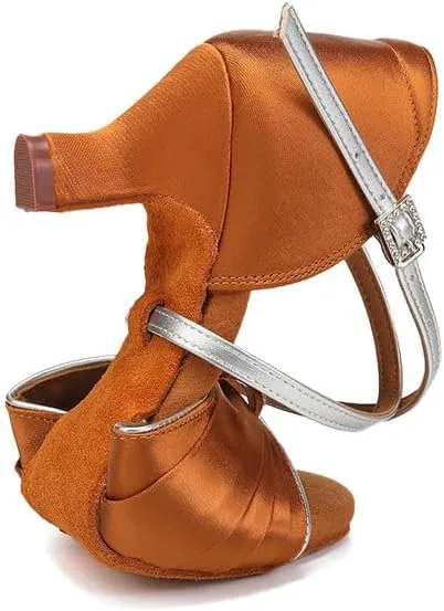 TINRYMX Women's Latin Dance Shoes Ballroom Salsa Cha-cha Professional Practice Wedding Dance Shoes,Model-EM3037