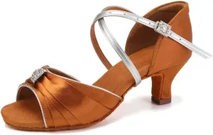 TINRYMX Women's Latin Dance Shoes Ballroom Salsa Cha-cha Professional Practice Wedding Dance Shoes,Model-EM3037