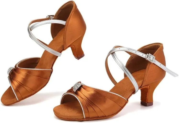 TINRYMX Women's Latin Dance Shoes Ballroom Salsa Cha-cha Professional Practice Wedding Dance Shoes,Model-EM3037