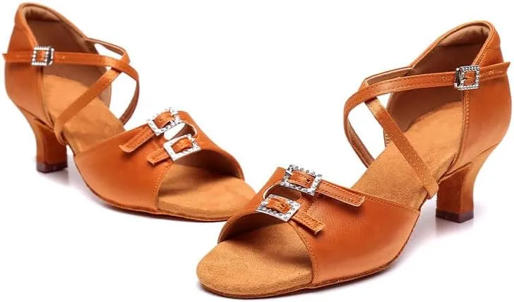 TINRYMX Women's Latin Dance Shoes Ballroom Salsa Cross Strap Professional Practice Dancing Shoes,Model-EM3041