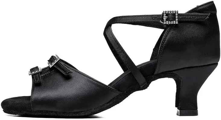 TINRYMX Women's Latin Dance Shoes Ballroom Salsa Cross Strap Professional Practice Dancing Shoes,Model-EM3041
