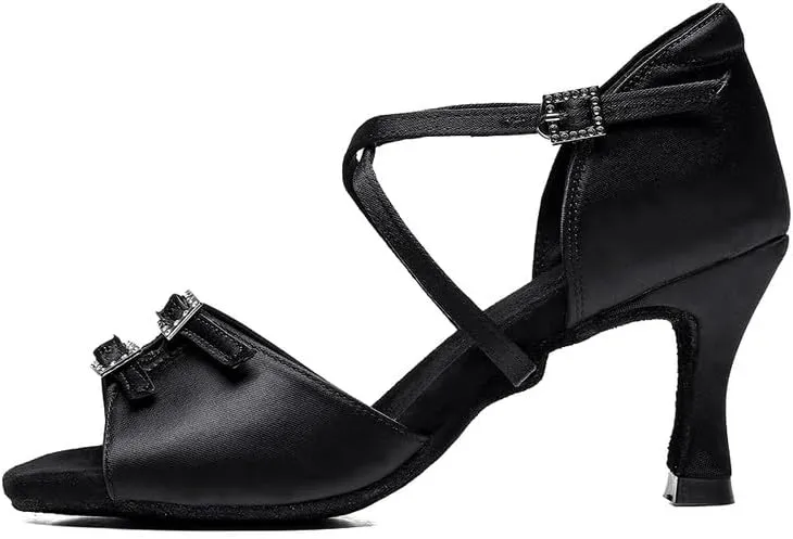 TINRYMX Women's Latin Dance Shoes Ballroom Salsa Cross Strap Professional Practice Dancing Shoes,Model-EM3041